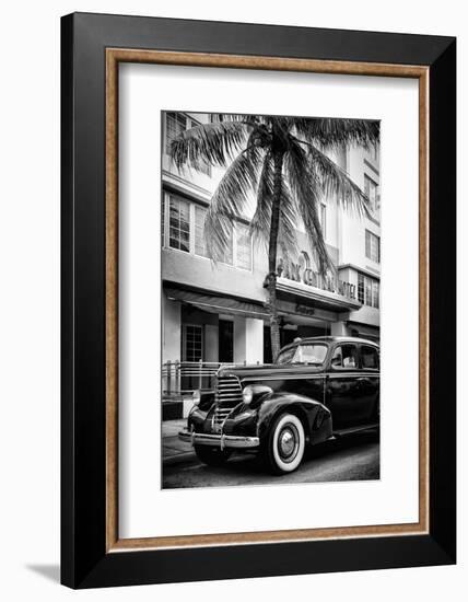 Classic Antique Car of Art Deco District - Park Central Hotel on Ocean Drive - Miami Beach-Philippe Hugonnard-Framed Premium Photographic Print