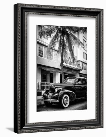 Classic Antique Car of Art Deco District - Park Central Hotel on Ocean Drive - Miami Beach-Philippe Hugonnard-Framed Premium Photographic Print