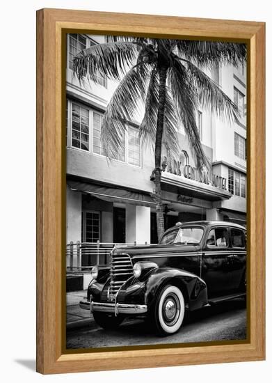 Classic Antique Car of Art Deco District - Park Central Hotel on Ocean Drive - Miami Beach-Philippe Hugonnard-Framed Premier Image Canvas