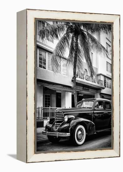 Classic Antique Car of Art Deco District - Park Central Hotel on Ocean Drive - Miami Beach-Philippe Hugonnard-Framed Premier Image Canvas