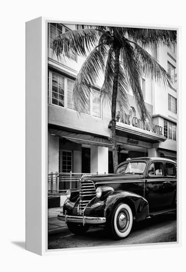 Classic Antique Car of Art Deco District - Park Central Hotel on Ocean Drive - Miami Beach-Philippe Hugonnard-Framed Premier Image Canvas