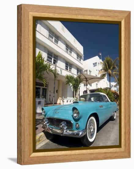 Classic Antique Thunderbird, Art Deco District, South Beach, Miami, Florida, USA-Richard Maschmeyer-Framed Premier Image Canvas