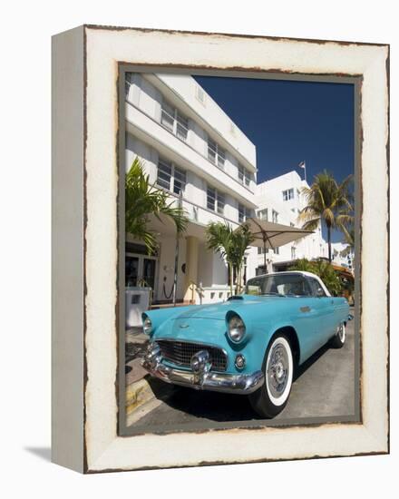 Classic Antique Thunderbird, Art Deco District, South Beach, Miami, Florida, USA-Richard Maschmeyer-Framed Premier Image Canvas