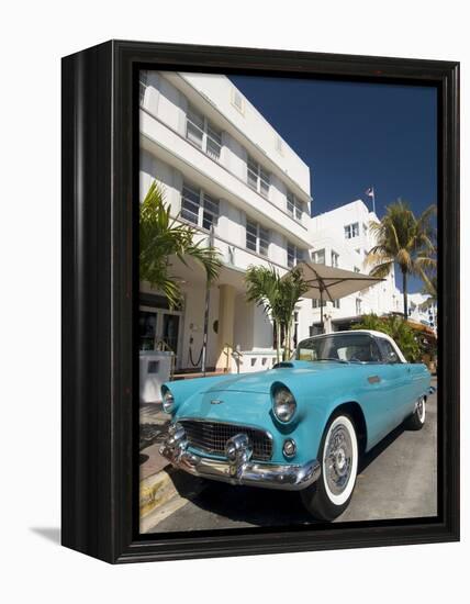 Classic Antique Thunderbird, Art Deco District, South Beach, Miami, Florida, USA-Richard Maschmeyer-Framed Premier Image Canvas