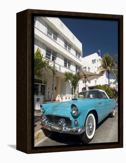 Classic Antique Thunderbird, Art Deco District, South Beach, Miami, Florida, USA-Richard Maschmeyer-Framed Premier Image Canvas