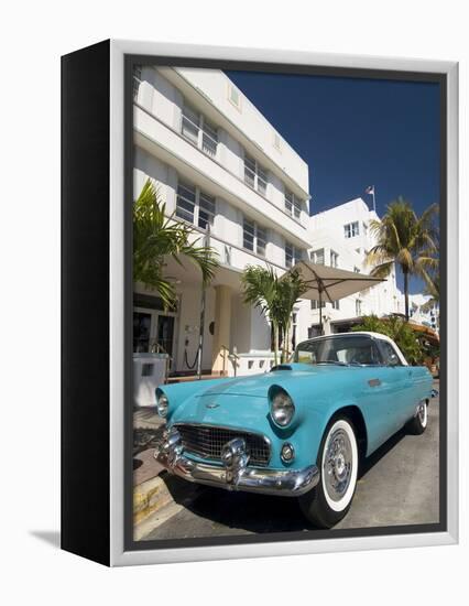 Classic Antique Thunderbird, Art Deco District, South Beach, Miami, Florida, USA-Richard Maschmeyer-Framed Premier Image Canvas