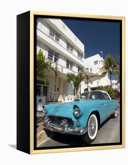 Classic Antique Thunderbird, Art Deco District, South Beach, Miami, Florida, USA-Richard Maschmeyer-Framed Premier Image Canvas