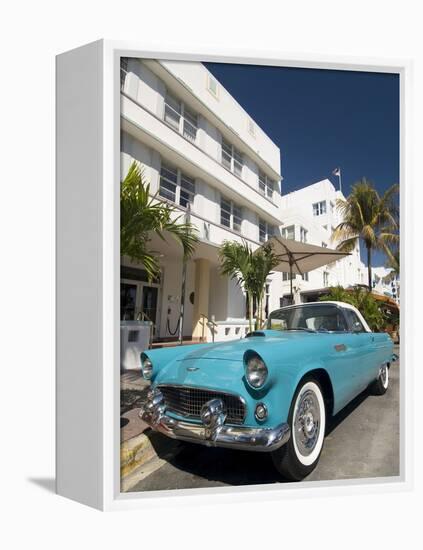 Classic Antique Thunderbird, Art Deco District, South Beach, Miami, Florida, USA-Richard Maschmeyer-Framed Premier Image Canvas