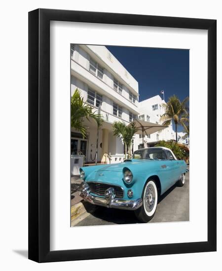 Classic Antique Thunderbird, Art Deco District, South Beach, Miami, Florida, USA-Richard Maschmeyer-Framed Premium Photographic Print