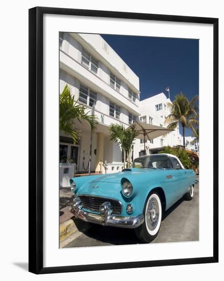 Classic Antique Thunderbird, Art Deco District, South Beach, Miami, Florida, USA-Richard Maschmeyer-Framed Photographic Print