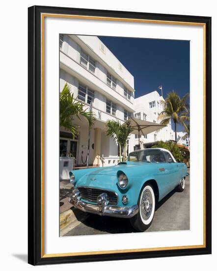 Classic Antique Thunderbird, Art Deco District, South Beach, Miami, Florida, USA-Richard Maschmeyer-Framed Photographic Print