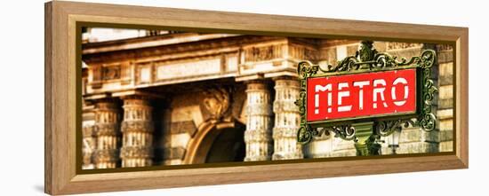 Classic Art, Metro Sign at the Louvre Metro Station, Paris, France-Philippe Hugonnard-Framed Premier Image Canvas