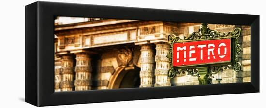 Classic Art, Metro Sign at the Louvre Metro Station, Paris, France-Philippe Hugonnard-Framed Premier Image Canvas