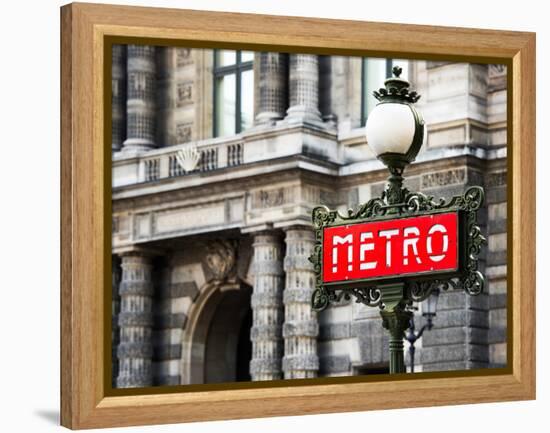 Classic Art, Metro Sign at the Louvre Metro Station, Paris, France-Philippe Hugonnard-Framed Premier Image Canvas