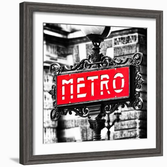 Classic Art, Metro Sign at the Louvre Metro Station, Paris, France-Philippe Hugonnard-Framed Photographic Print