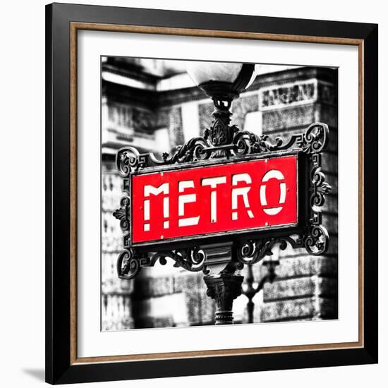 Classic Art, Metro Sign at the Louvre Metro Station, Paris, France-Philippe Hugonnard-Framed Photographic Print