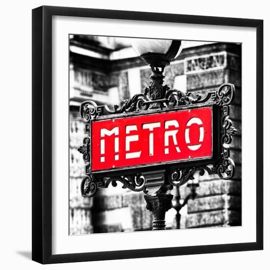 Classic Art, Metro Sign at the Louvre Metro Station, Paris, France-Philippe Hugonnard-Framed Photographic Print