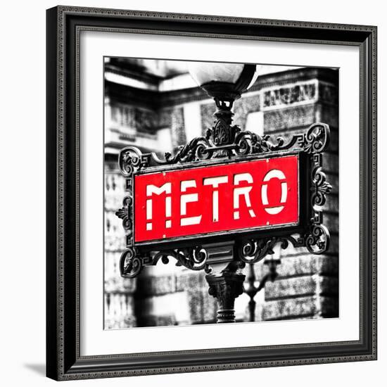 Classic Art, Metro Sign at the Louvre Metro Station, Paris, France-Philippe Hugonnard-Framed Photographic Print