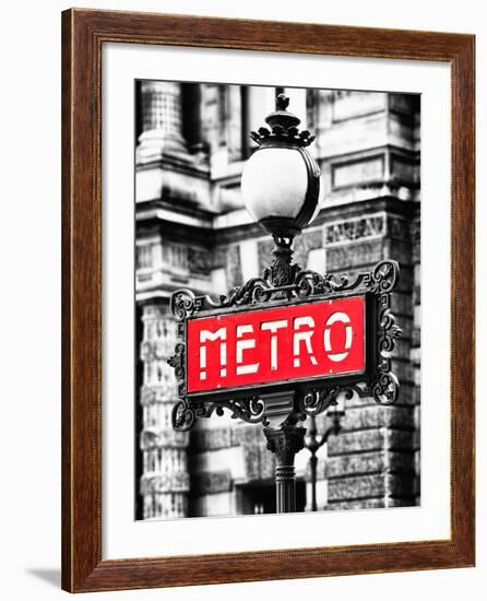 Classic Art, Metro Sign at the Louvre Metro Station, Paris, France-Philippe Hugonnard-Framed Photographic Print