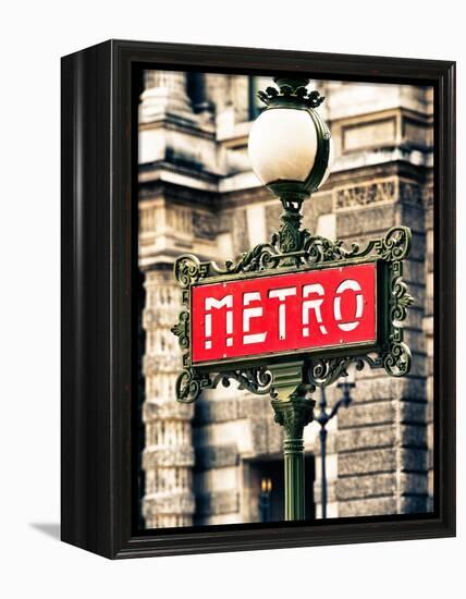 Classic Art, Metro Sign at the Louvre Metro Station, Paris, France-Philippe Hugonnard-Framed Premier Image Canvas