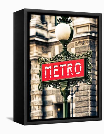Classic Art, Metro Sign at the Louvre Metro Station, Paris, France-Philippe Hugonnard-Framed Premier Image Canvas