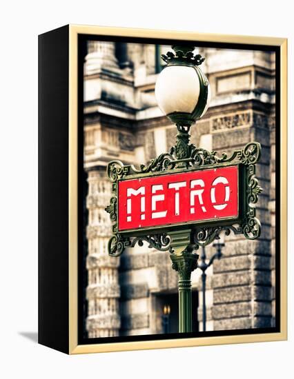 Classic Art, Metro Sign at the Louvre Metro Station, Paris, France-Philippe Hugonnard-Framed Premier Image Canvas