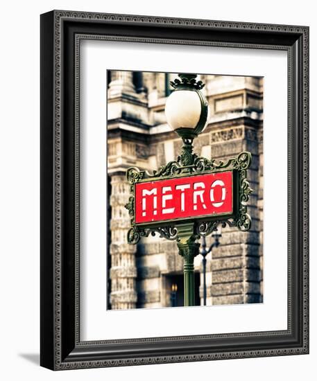 Classic Art, Metro Sign at the Louvre Metro Station, Paris, France-Philippe Hugonnard-Framed Photographic Print