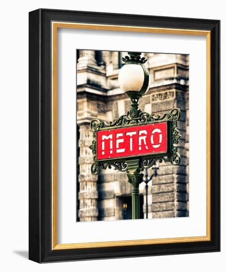 Classic Art, Metro Sign at the Louvre Metro Station, Paris, France-Philippe Hugonnard-Framed Photographic Print