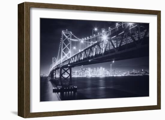 Classic Black and White Night in the City - San Francisco, California-Vincent James-Framed Photographic Print