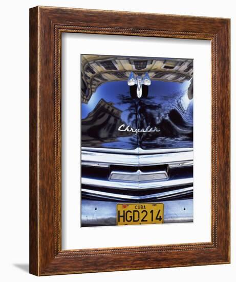 Classic Black Chrysler Car with Reflections in Paintwork, Havana, Cuba, West Indies-Lee Frost-Framed Photographic Print