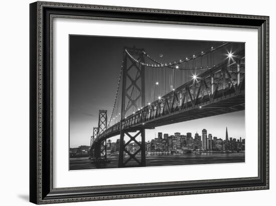 Classic Black & White Cityscape, San Francisco Bay Bridge-Vincent James-Framed Photographic Print