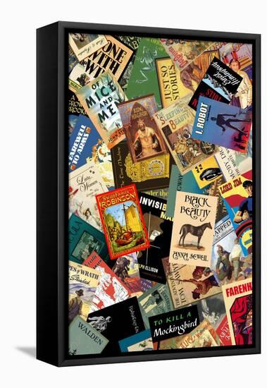 Classic Book Cover Collage II-Paris Pierce-Framed Stretched Canvas