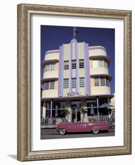 Classic Cadillac at The Marlin, South Beach, Miami, Florida, USA-Robin Hill-Framed Photographic Print