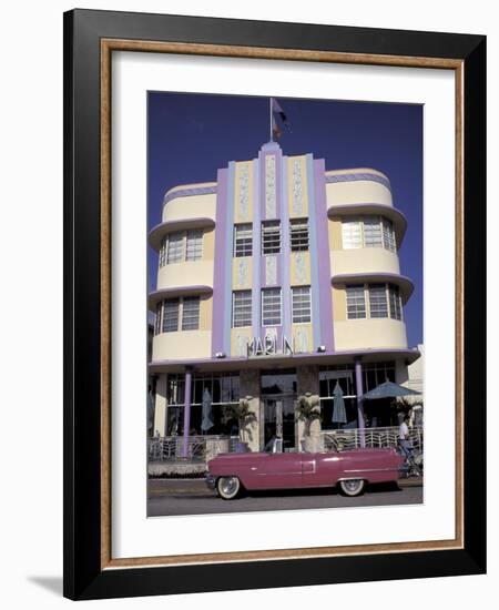 Classic Cadillac at The Marlin, South Beach, Miami, Florida, USA-Robin Hill-Framed Photographic Print