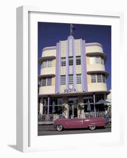 Classic Cadillac at The Marlin, South Beach, Miami, Florida, USA-Robin Hill-Framed Photographic Print