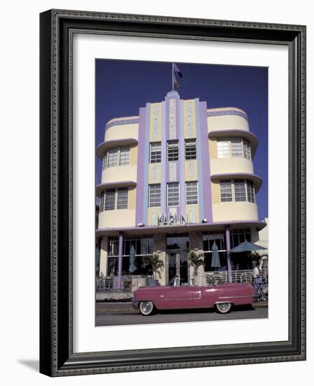 Classic Cadillac at The Marlin, South Beach, Miami, Florida, USA-Robin Hill-Framed Photographic Print