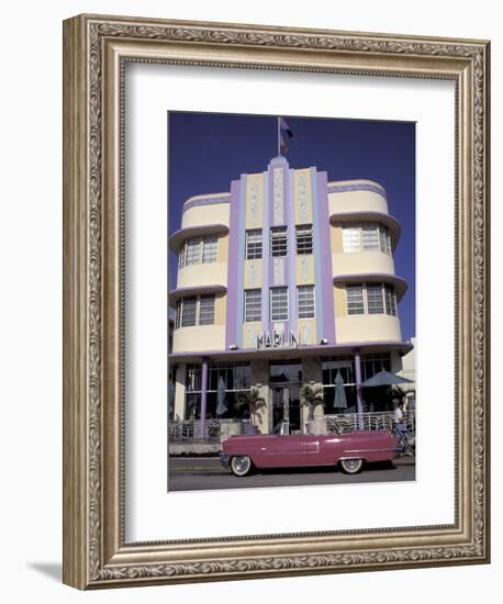 Classic Cadillac at The Marlin, South Beach, Miami, Florida, USA-Robin Hill-Framed Photographic Print