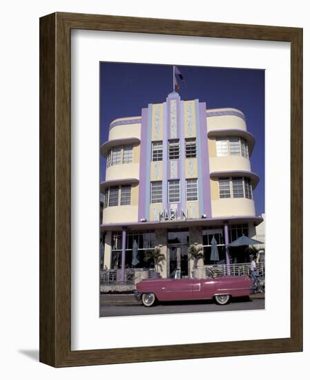 Classic Cadillac at The Marlin, South Beach, Miami, Florida, USA-Robin Hill-Framed Photographic Print