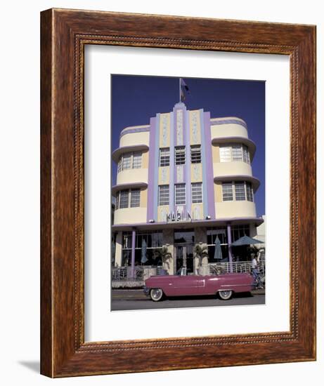 Classic Cadillac at The Marlin, South Beach, Miami, Florida, USA-Robin Hill-Framed Photographic Print