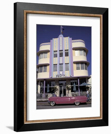 Classic Cadillac at The Marlin, South Beach, Miami, Florida, USA-Robin Hill-Framed Photographic Print