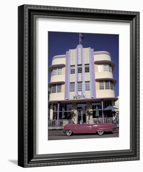 Classic Cadillac at The Marlin, South Beach, Miami, Florida, USA-Robin Hill-Framed Photographic Print