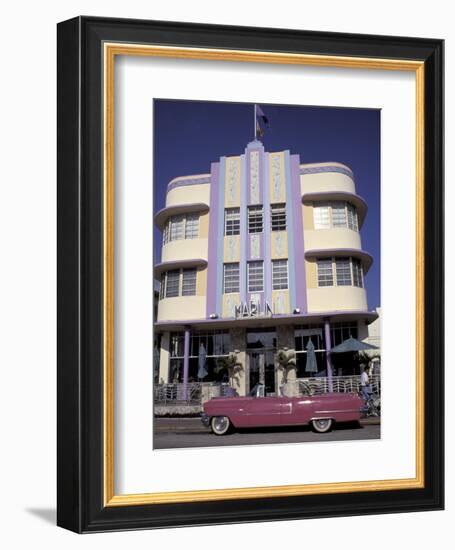 Classic Cadillac at The Marlin, South Beach, Miami, Florida, USA-Robin Hill-Framed Photographic Print