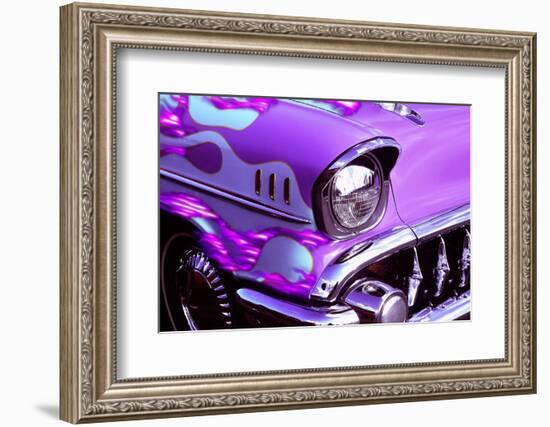 Classic car: Chevrolet with flaming hood-Bill Bachmann-Framed Photographic Print