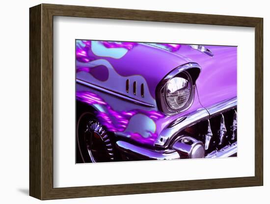 Classic car: Chevrolet with flaming hood-Bill Bachmann-Framed Photographic Print