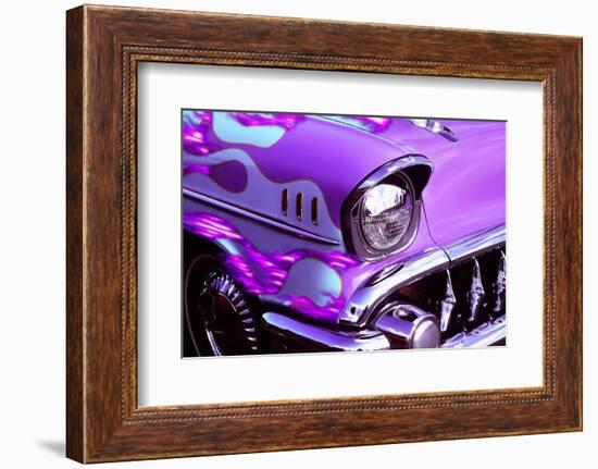 Classic car: Chevrolet with flaming hood-Bill Bachmann-Framed Photographic Print