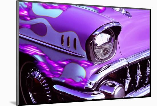 Classic car: Chevrolet with flaming hood-Bill Bachmann-Mounted Photographic Print