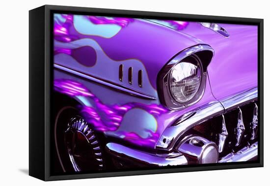 Classic car: Chevrolet with flaming hood-Bill Bachmann-Framed Premier Image Canvas