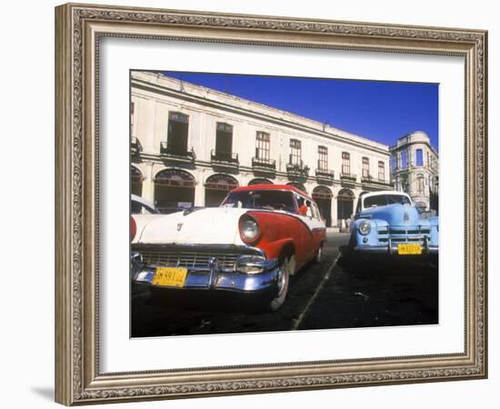 Classic Cars, Old City of Havana, Cuba-Greg Johnston-Framed Photographic Print