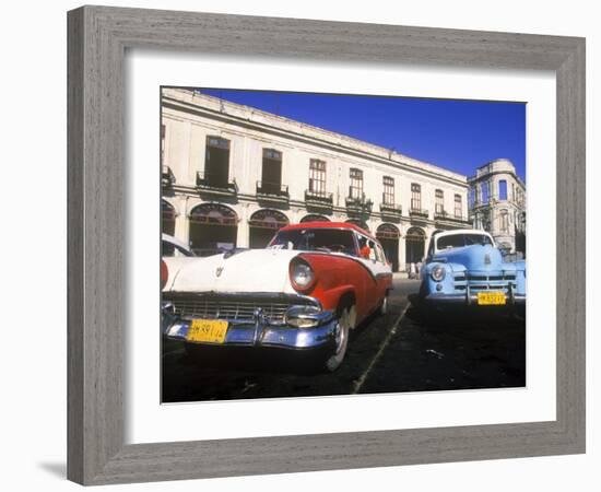 Classic Cars, Old City of Havana, Cuba-Greg Johnston-Framed Photographic Print