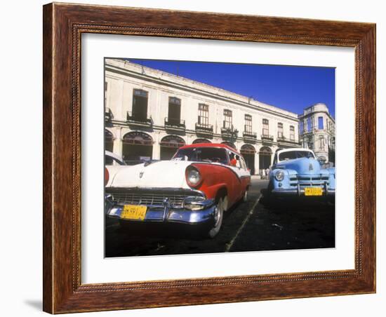 Classic Cars, Old City of Havana, Cuba-Greg Johnston-Framed Photographic Print